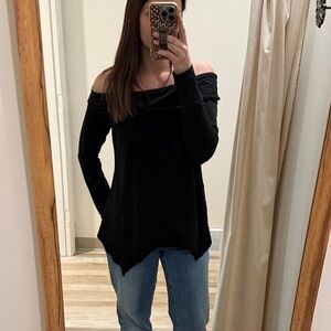 Charcoal Black Off-Shoulder Top